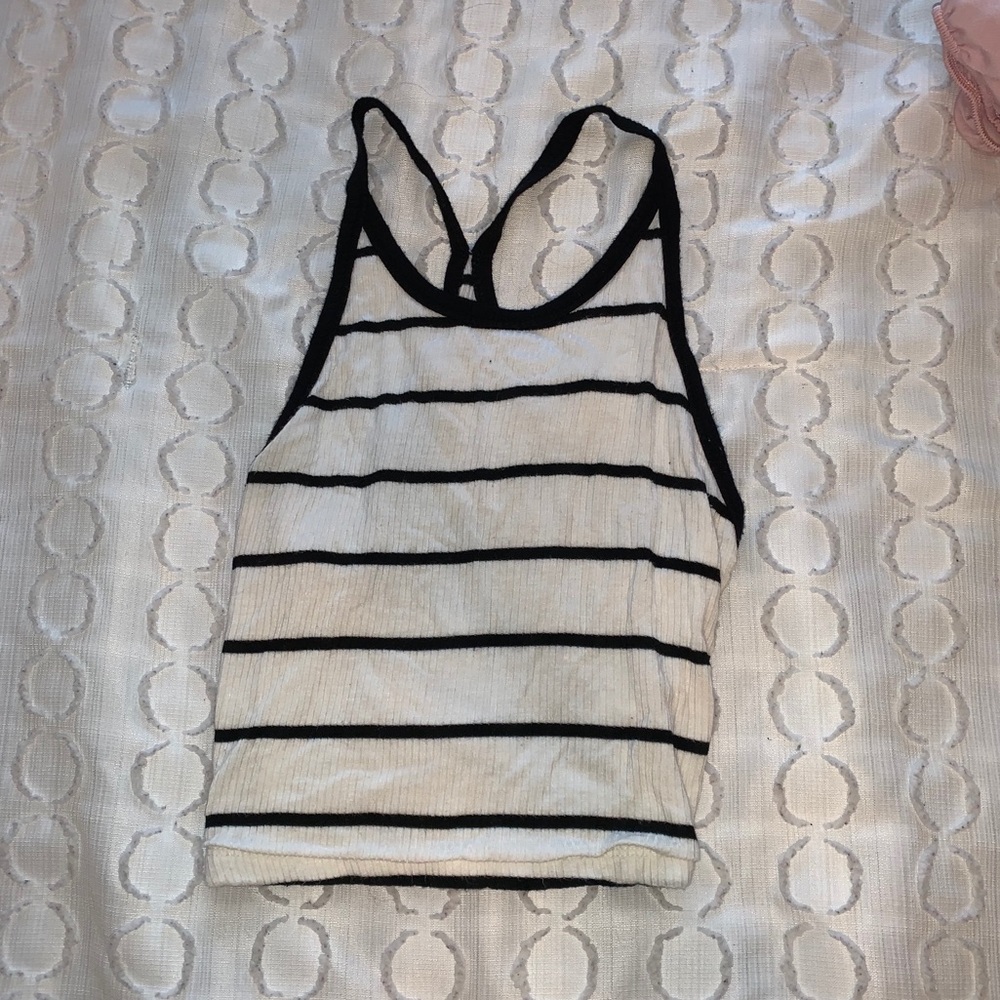 Pacsun Ribbed Striped Crop Top with Cross Back